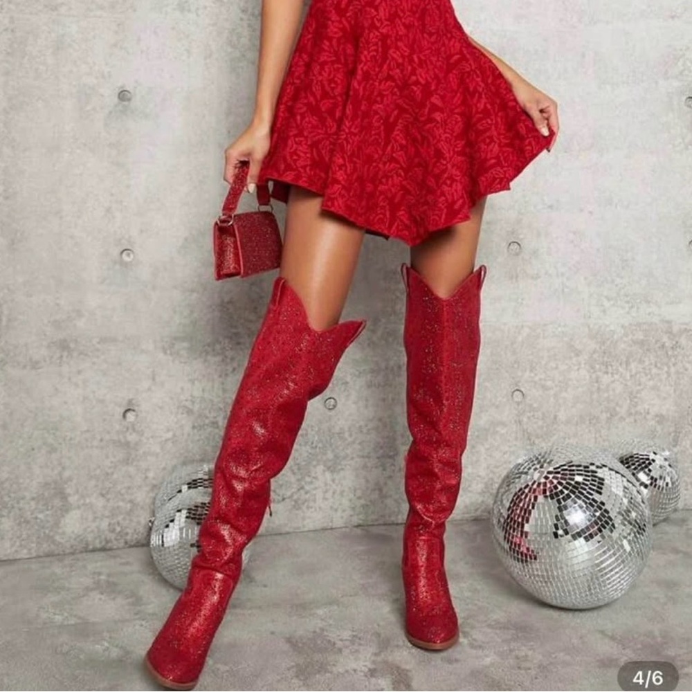 Red over the knee Women's Boots